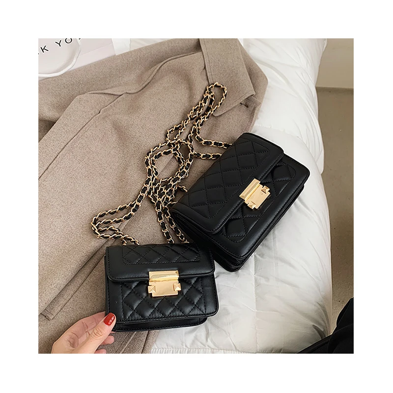 

New Design Ladies Composite Messenger Bag Large And Small Handbag Two Chains Shoulder Bag Fashion Grid Cross-body Bag For Women
