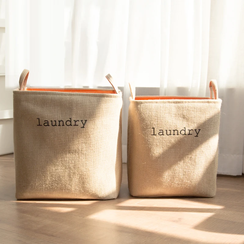 

Large Foldable Canvas Linen Cloth Storage Basket Laundry Hamper, Customized