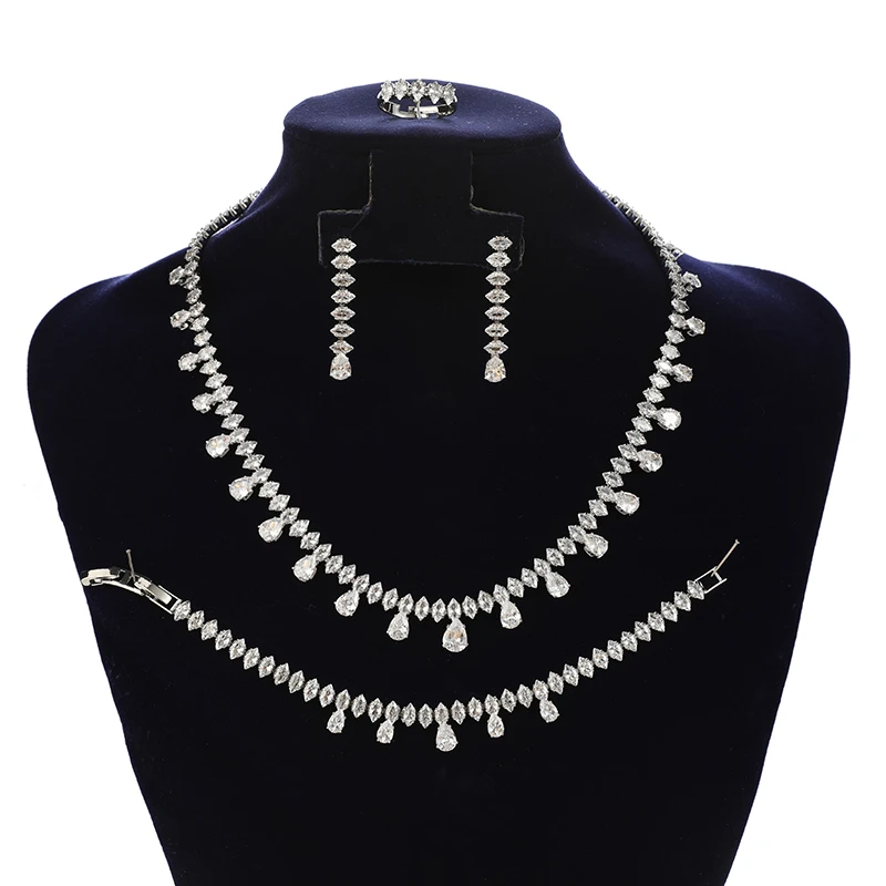 Elegant Wedding Accessories Water Drop Pendant Statement Necklace Simple Classic Bridal Jewelry Set BN9068 Bijoux Femme Ensembl
