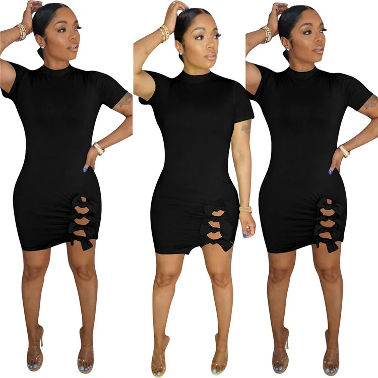 

Ready to ship the latest women's clothing free shipping summer dresses black pink red color for casual dress, Picture