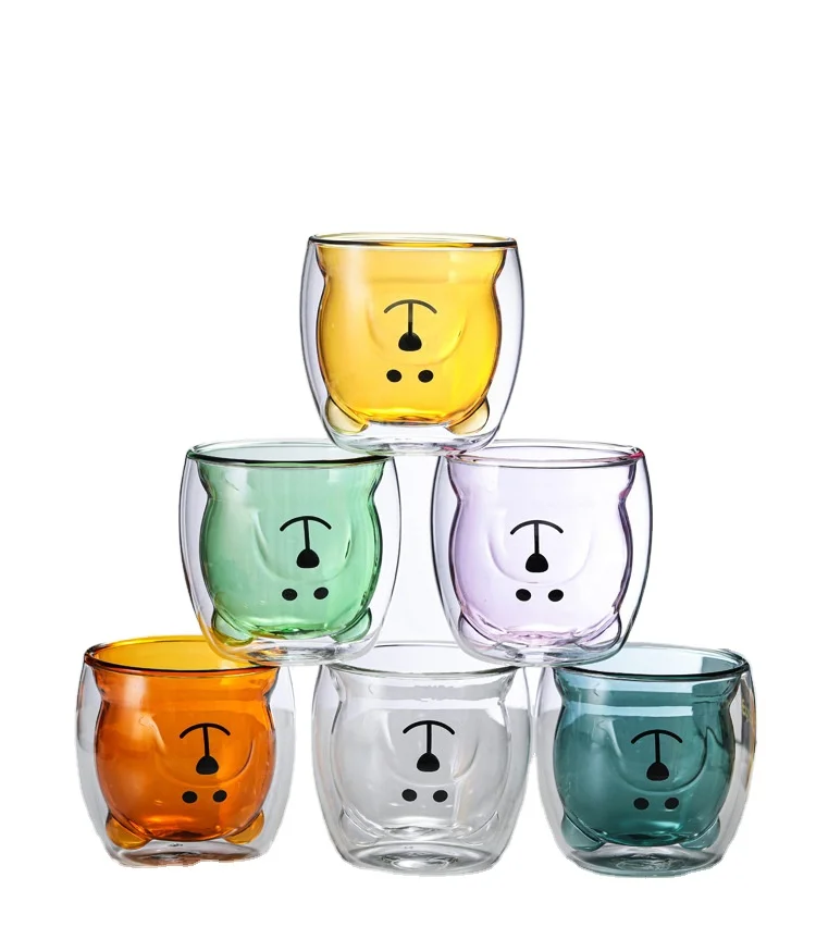

cute mugs bear tea coffee cup milk glass cup double wall glass mug coffee cups with handle gift pack