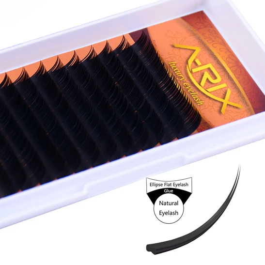 

RTS Fast Shipping A-RIX your own brand make up private label flat ellipse eyelash extension, Natural black& colorful