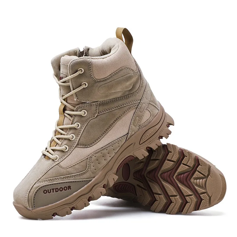 

Sweetlight Wholesale lace up men's tactical british army military desert boots, Black/khaki