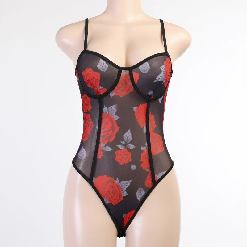 

Just Selling For Hot Women Sexy Rose Digital Print One Piece Show Our Charming Body Sexy Jumpsuit Adult Romper