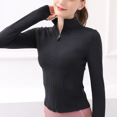 

Patchwork Mesh Dance Fitness Jacket Women Full Zipper Running Coat Quick Dry Slim Gym Sport Jersey with Zipper Pocket