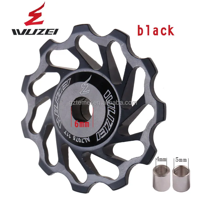 

WUZEI MTB/Road Bike Ceramic Pulley 7005 Aluminum Alloy Rear Derailleur 11T Guide Wheel Ceramic Bearing Jockey Wheel 2pc, Black, blue, red, golden, green, red, rose