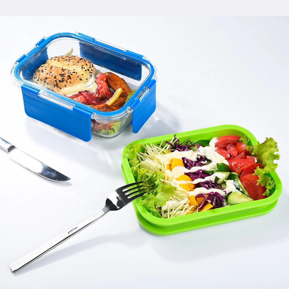 

TWO IN ONE Double Layer High Borosilicate Glass Lunch Box Food Container Bento Box