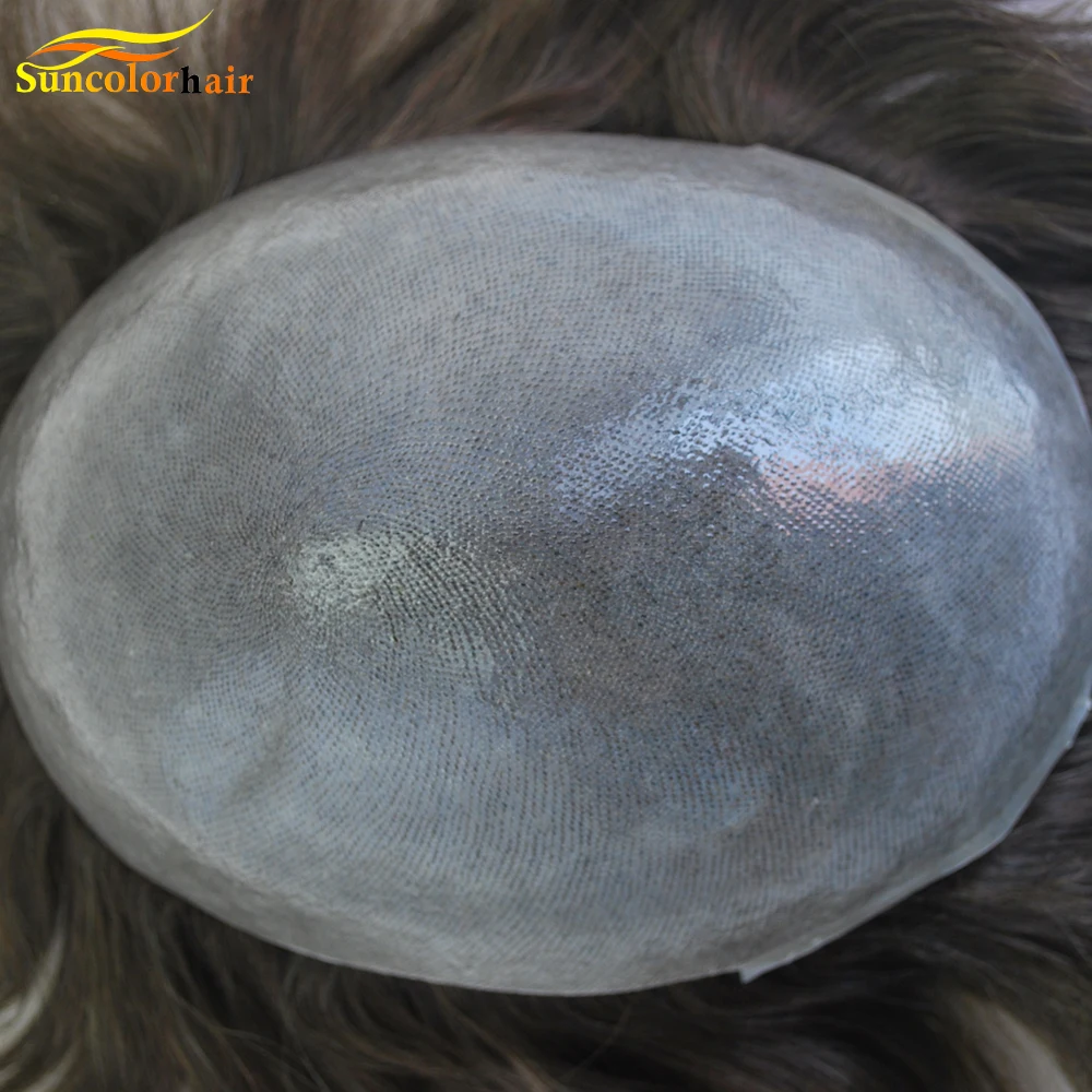 

Black Friday Ash brown french lace with poly human hair toupee wholesale capillary prosthesis PU injection base