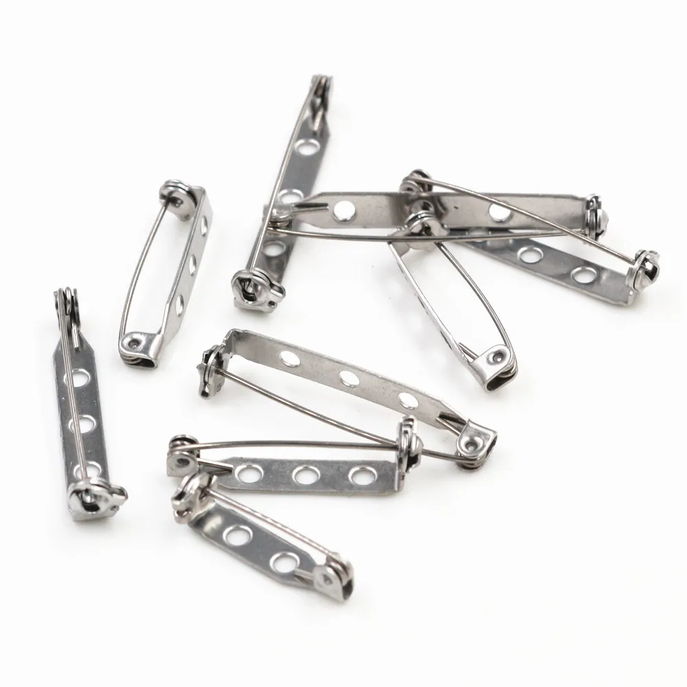 20pcs/lot 20 25 32 38mm 316 Stainless Steel Brooch Clip Pins Safety Brooch Settings Blank For DIY Jewelry Making Supplies