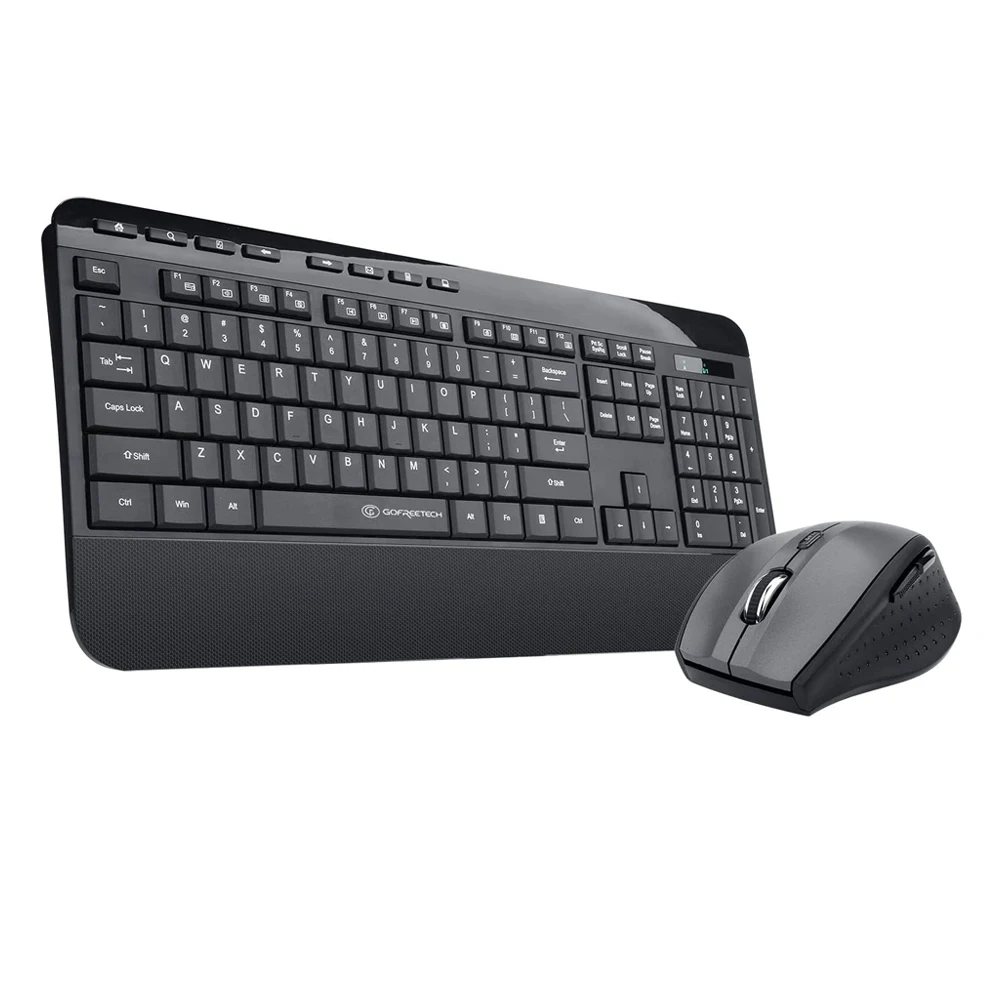 

Wireless Keyboard and Mouse Combo with Wide Palm Rest 2.4 GHZ Full size Office Keyboard Comfortable Typing Long Battery Life, Black