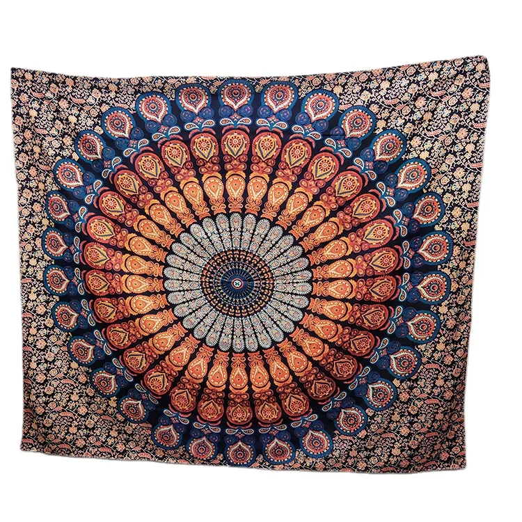 

Wholesale Custom Indian Bohemian Mandala Boho Hippie Polyester Digital Printed Wall Hanging Tapestry for Bedroom Decor, Pink, white, red, yellow.,etc