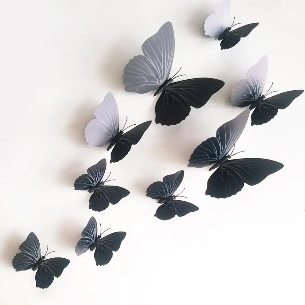 

Free Shipping 12pcs Pvc 3d Butterfly Wall Decor Cute Butterflies Wall Stickers Art Decals Home Decoration Room Wall Art