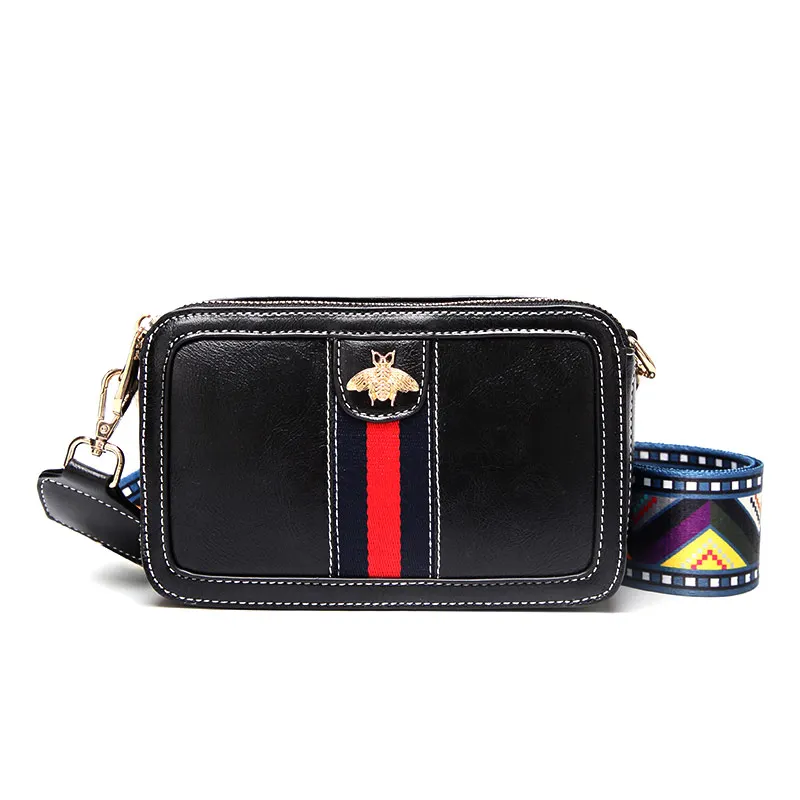 

Wholesale Adjustable Ethnic Style Wide Shoulder Strap PU Camera Bag Lady Crossbody Bag, Black, pink