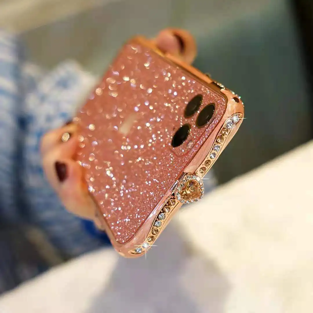 

Glitter Sticker Case Bling Diamond Rhinestone Crystal Metal Bumper Frame Case Edge Protective Cover with Shiny Sparkle Skin Cutv