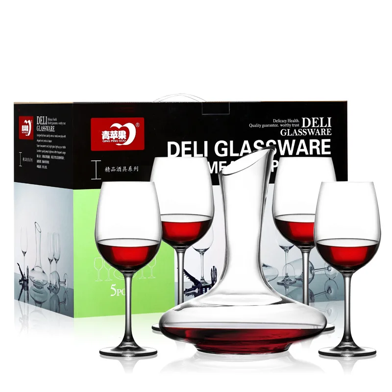 

Amazon hot sale Crystal 430ml*2 or 4 Wine Glass & 1300ml*1 Wine Decanter Set