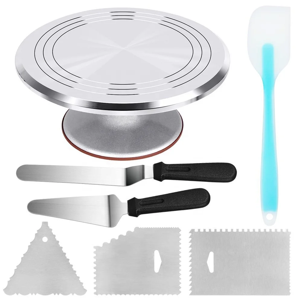 

7 pcs Aluminium Alloy Revolving Cake Stand Cake Decorating set baking tools rotating Cake stand turntable Supplies