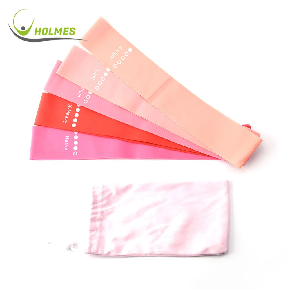 

New design latex loop resistance bands set including 5 bands, Pink