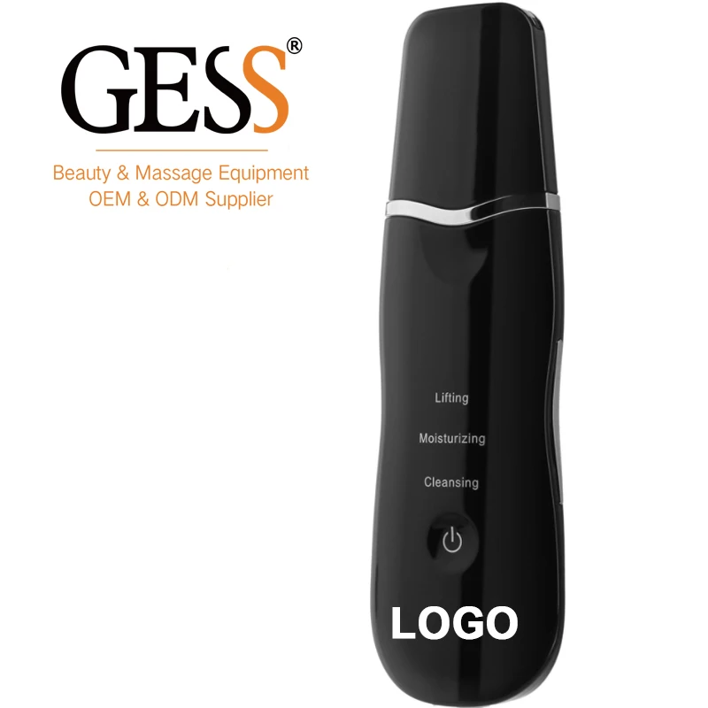

GESSW199 Ultrasonic Facial Face Spatula Beauty Peeling Machine Care Cleaning Blackhead Deep Dead Cleaner Foot With EMS Skin, White black