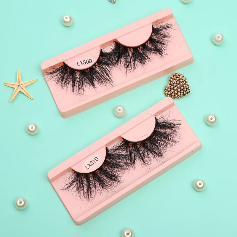 

best high quality 100% hand made 3d lashes custom box wholesale cruelty free 25mm mink eyelashes private label, Black