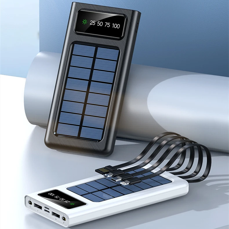 

wholesale dual usb li-polymer solar mobile charger power bank portable solar power bank 10000mah, Black/white