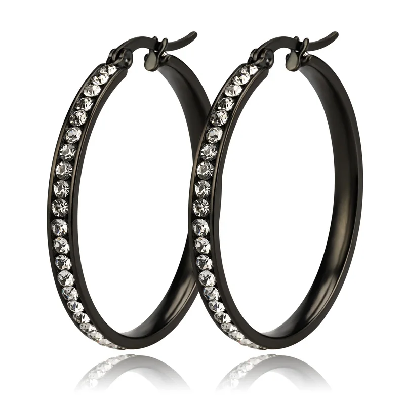 

fashion jewelry earrings High quality stainless steel big diamond crystal hoop earring earings jewelry women