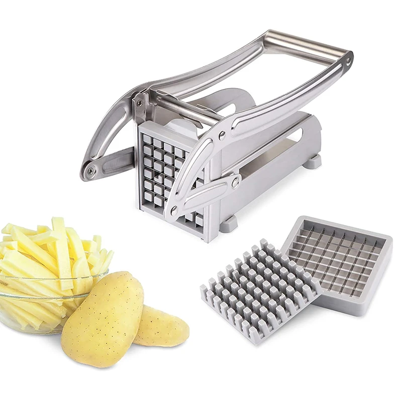 

No-Slip Suction Base for Easy Slicing Commercial Grade Vegetable and Potato Slicer French Fries Cutter, Silver