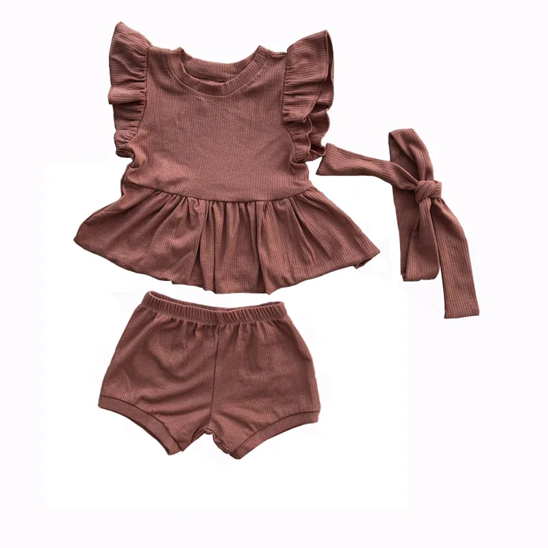 Cute Baby Bloomer Wholesale Children Boutique Clothing Baby Clothes With Headband Cotton Shorts