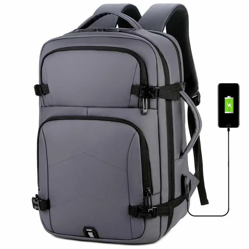 

Factory Trending Large Capacity Custom Waterproof Business Laptop Outdoor Travel Backpack With USB Port, Black, gray