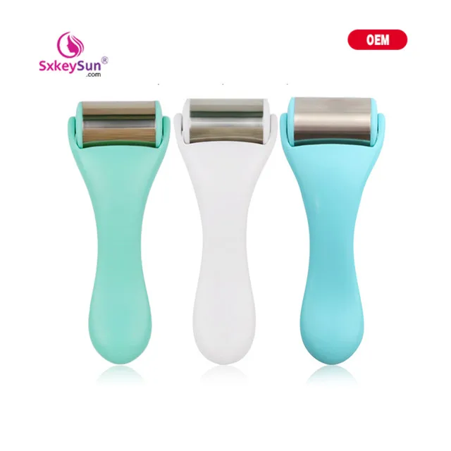 

2021 ice roller for face rose gold silver ice face roller container rose gold ice face roller massage silicon head, White/red/ green/ dark green/ blue