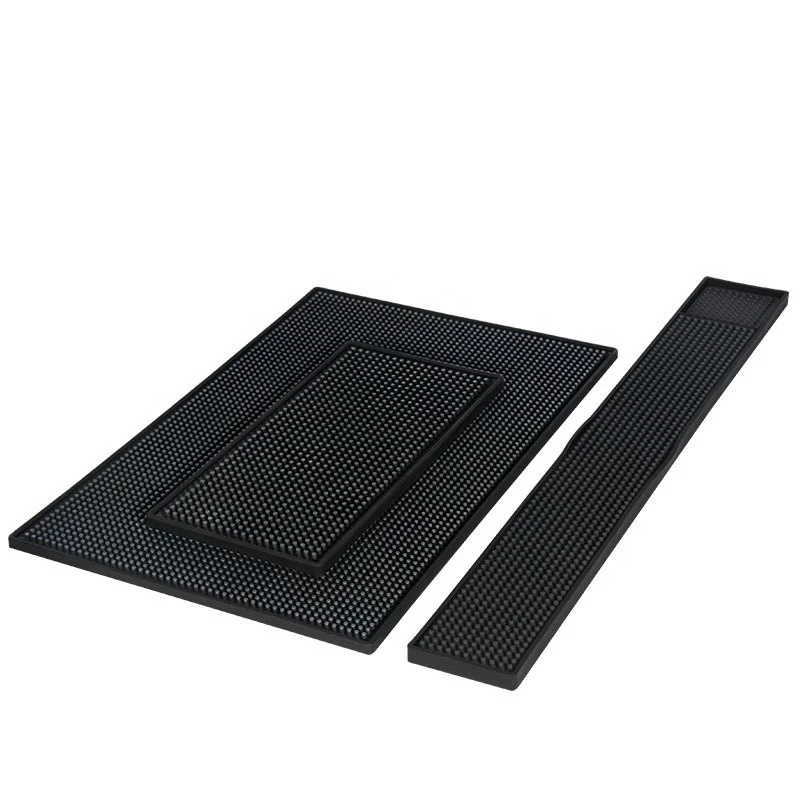 

Rectangle Soft Barmat Custom Silicone Tamping Drinking Bar Spill Mat, Black/ customized