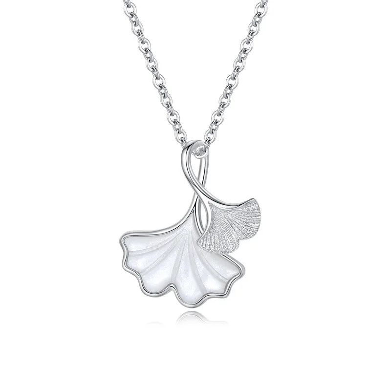 

Trendy petal jewelry s925 sterling silver chain flower necklace for women, Wihte
