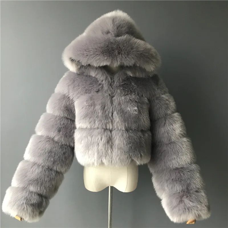 

Plus XXXXL 2020 Winter Coat Jacket Women Outwear Supper Faux Fox Fur Coat with Hood Fashion Fake Fur Coat for Lady Vintage Tops