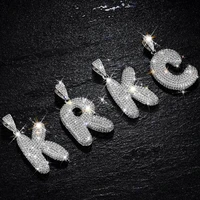 

KRKC&CO Hip Hop Jewelry Necklace Pendant 14k White Gold Diamond Iced Out Custom Bubble Letter Custom Letter Pendant