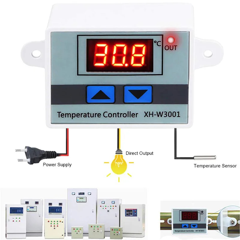 DEL Numérique Microcomputer Thermostat Contrôleur Commutateur Capteur de température DC12V 