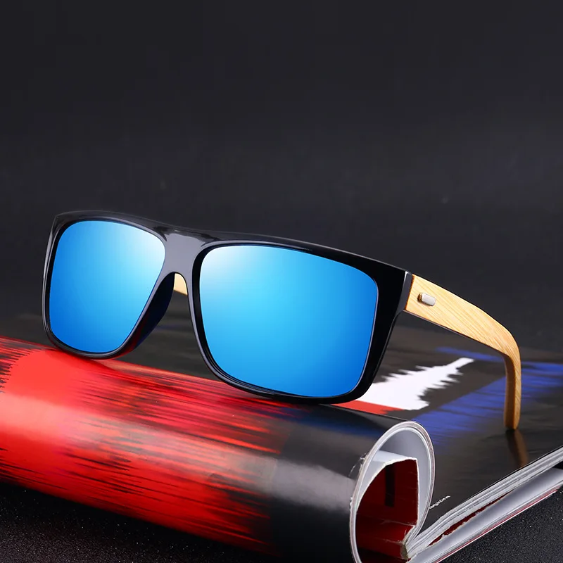 

SKYWAY Bamboo Temple PC Frame Men Sunglasses China Wholesale Fashion Square Mirrored Sun Glasses With Rivet