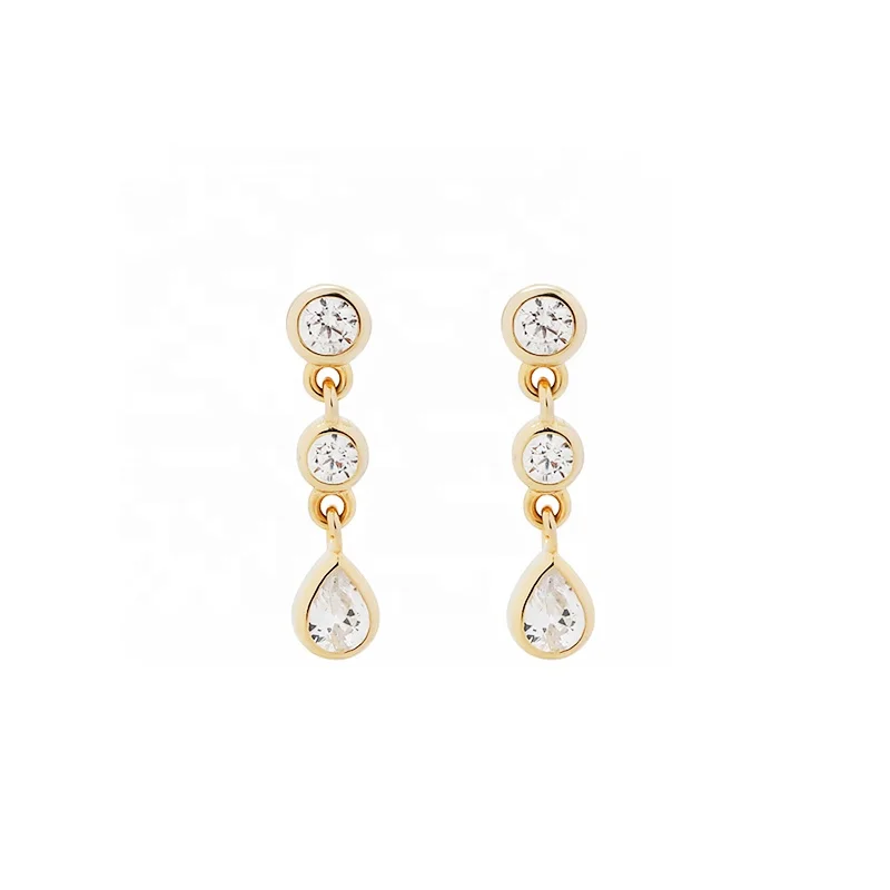 

Wholesale 2020 New Fashion Inlaid stone 18K Gold Plated women's Hoop Earring 925 Sterling Sliver zircon drop shape earrings