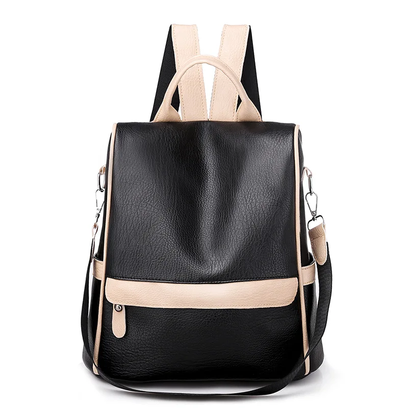 

New-fashion Portable Women Academic Large-capacity Fabric PU For Backpacks, 2 colors