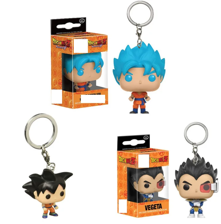 

Free Shipping anime dragon ball z Key chains kids Toys son goku Vegeta action figure keychain charms retail box, Colorful