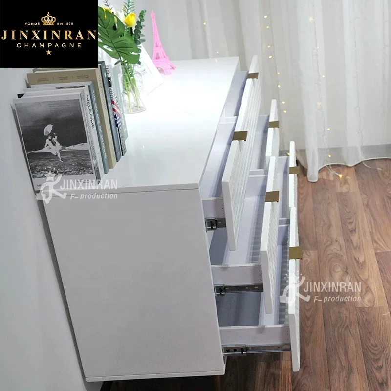 
White Wood Furniture MDF Bedroom Corner Floor Storage Cabinet Living Dining Room Modern Design Drawer Side Cabinet 