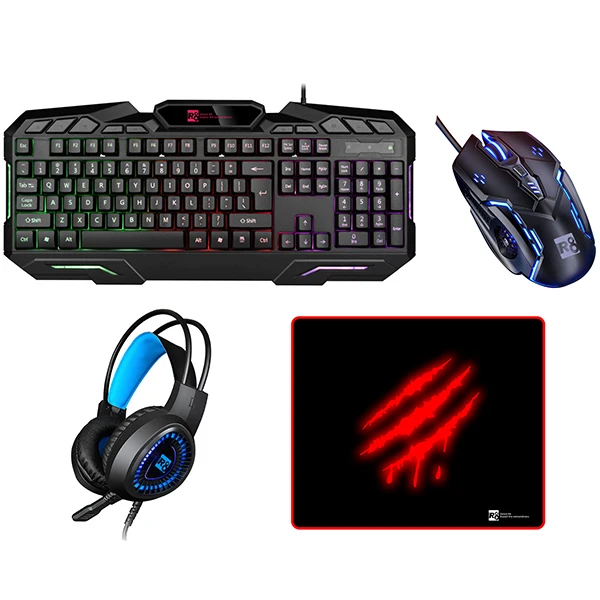 

Keyboard Headset Mouse and Mouse Pad 4 in 1 Gaming Combo, Black