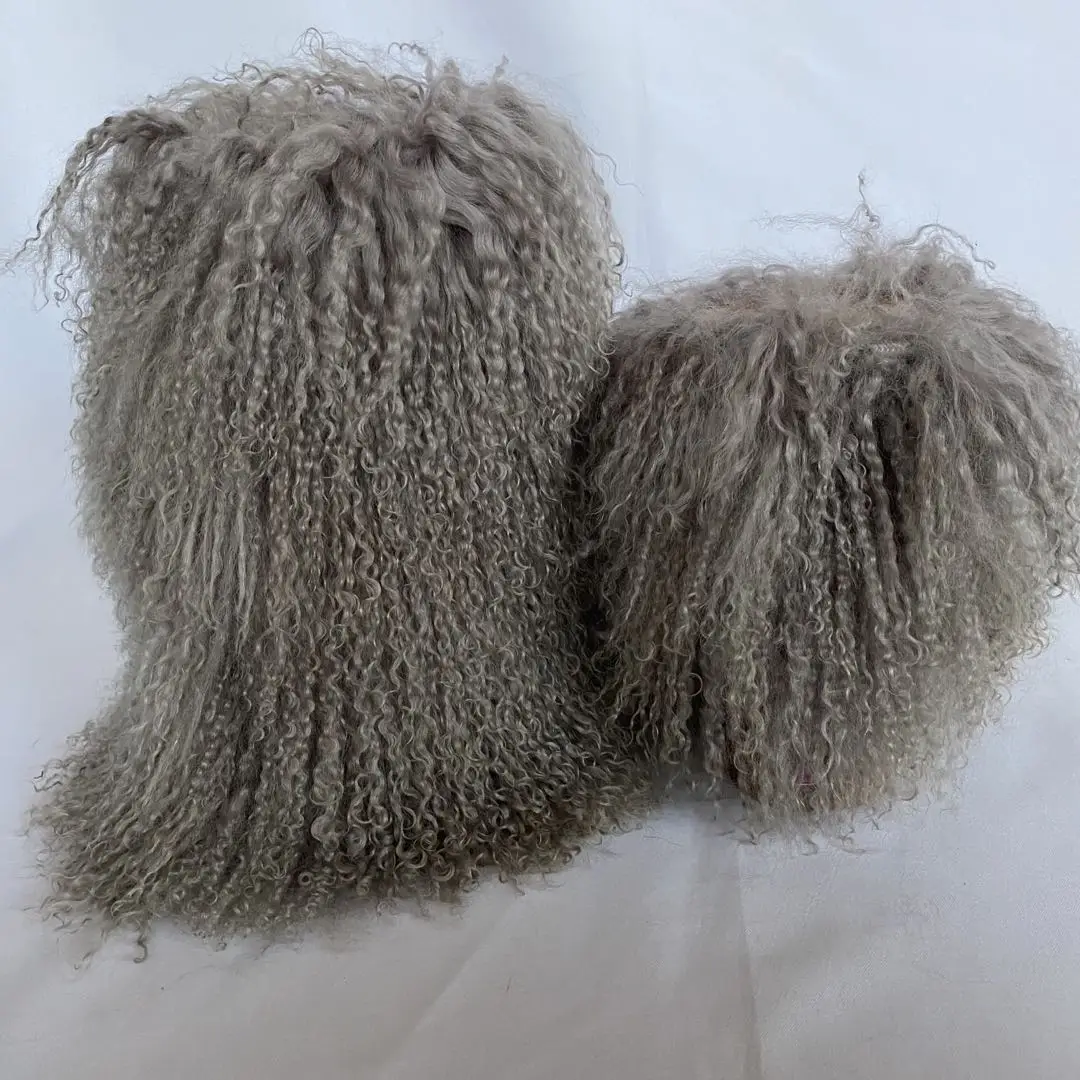 

Wholesale cheap factory price winter high quality wool Mongolia fur lamb fur warm snow boots for women and girls