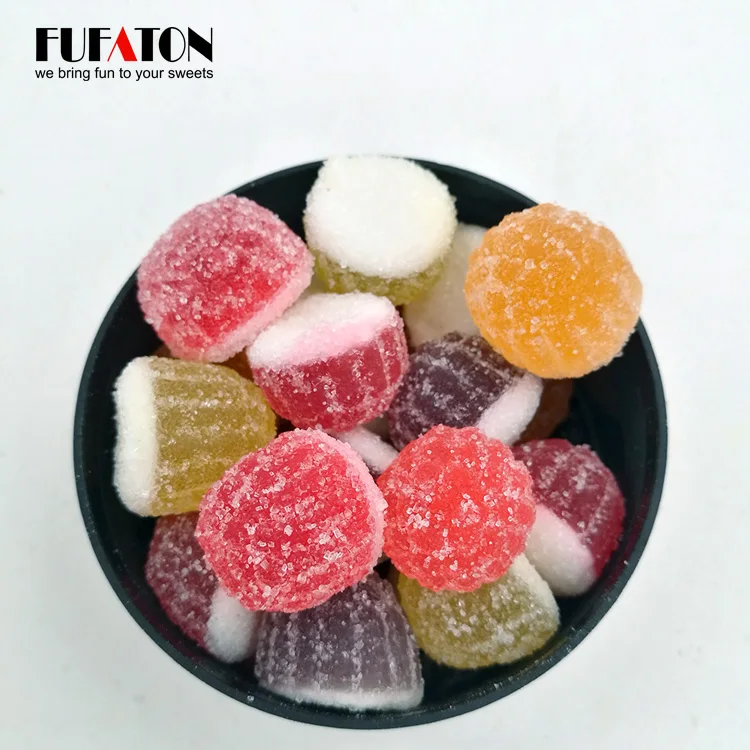 Wholesale Sugar Coated Sour Fruit Shaped Jellies Candy In Different