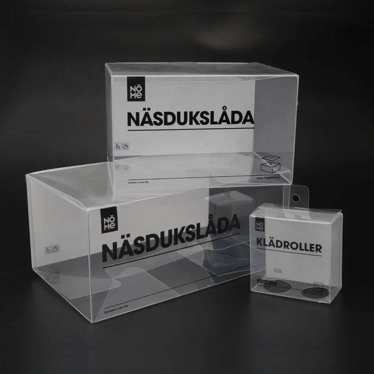 
Mini MOQ Clear Plastic PVC Packaging Boxes, High Transparent PET Plastic Retail Packaging Box for Make-up Packaging with Hanger 