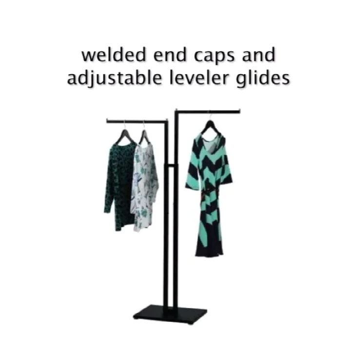 Black Display Clothing Racks For Shop With Clothes Stand Hanger And Adjustable Clothing Display