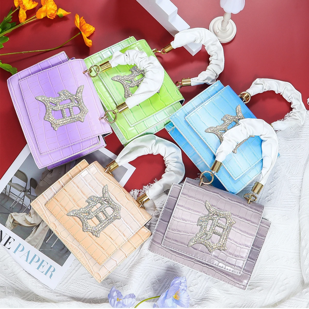 

2021 Factory Outlet lady leather tie dye hand bag 5 color handbags for woemen, 5 colors