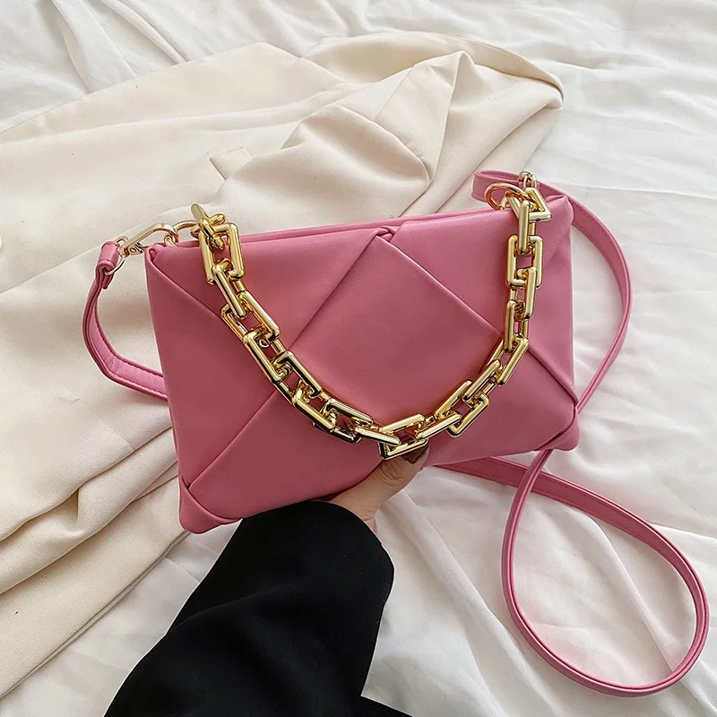 

2022 Fashion Drop shipping Woven PU Small Jelly Sac Pour Femme Cross Thick Chain Bags Womens Bags and Purses Boho Handbags