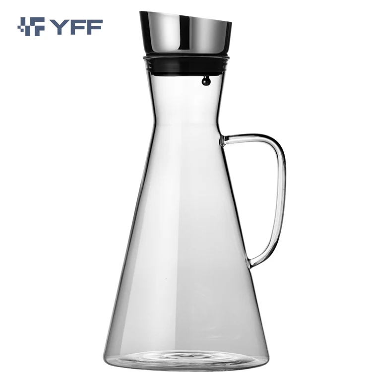 

Hot sale large Capacity Water Carafe Glass Pitcher Borosilicate Water Jug With Stainless Steel Lid, Transparent