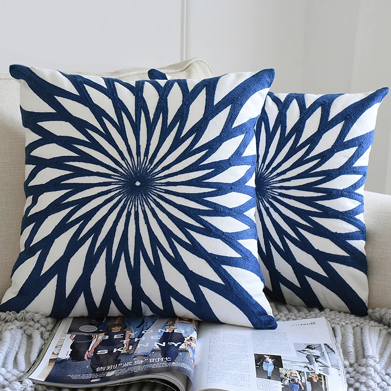 

2021 New Fashion Cotton Cushion Cover Embroidery Pillow Covers Luxury Pillowcase Decoration for Sofa 18*18 inch