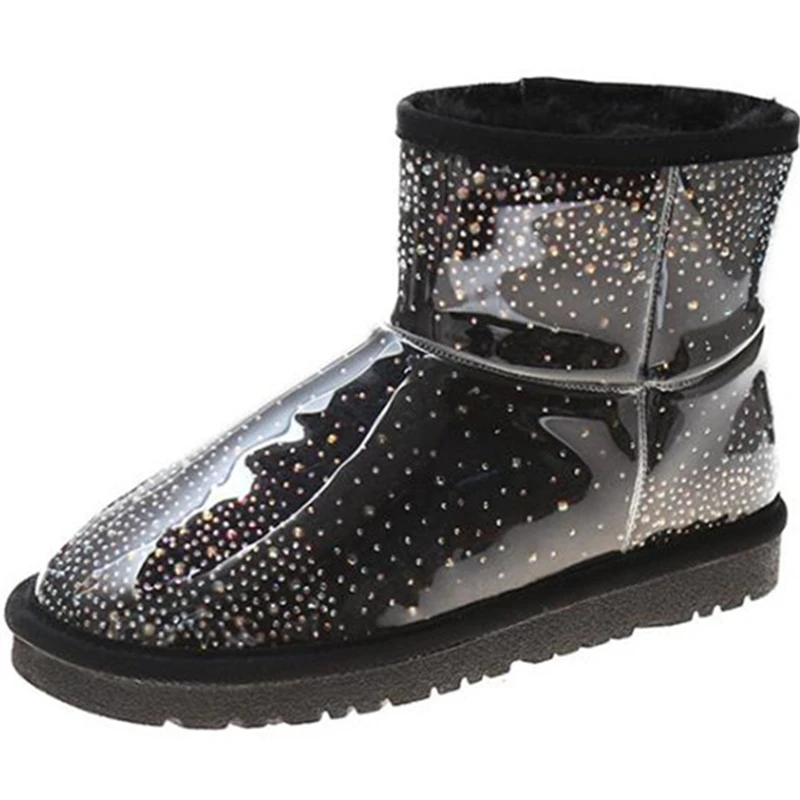 

2021 Winter black round head flat heel high top everyday deep mouth short tube solid color snow boots women's thickened cotton