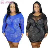 

DAM07006 hot sale woman long sleeve rhinestone round neck slim mini plus size club bodycon dress